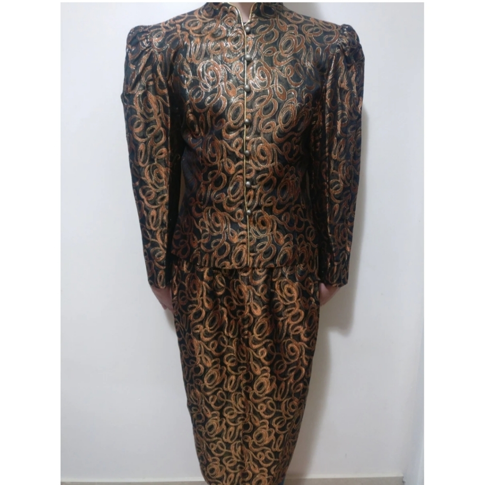 🇨🇦 Vintage Guy Laroche Brocade Skirt Suit size 10 US